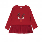 Коледен комплект с тюл в червено и каре 3