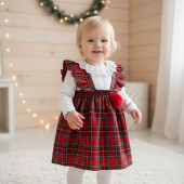 Коледен сукман с блузка с дантелена яка 6