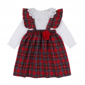 Коледен сукман с блузка с дантелена яка 2