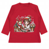 Коледна блуза "Holiday friendship" в червено 2