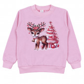 Коледна леко ватирана блуза с еленче 2