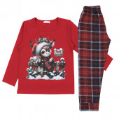 Коледна пижама с еленче в червено 2