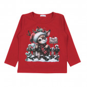 Коледна пижама с еленче в червено 3