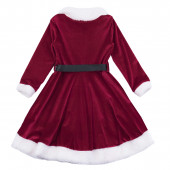 Коледна рокля с пухена якичка и коланче  2