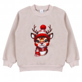 Коледна ватирана блуза в бежово 2