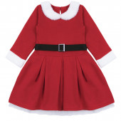 Коледна ватирана рокля с коланче 2