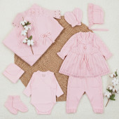 Луксозен памучен комплект за изписване в розово плетиво 2