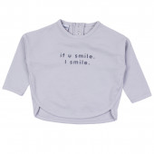 Бебешки плътен памучен комплект "Smile" в сиво и бежово  2