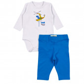 Бебешки комплект "Time to fly" в бяло и синьо 2