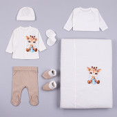 Комплект за изписване от 7 части в бяло с бежово 9