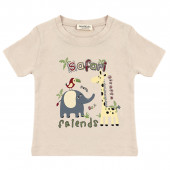 Бебешки комплект с дънкова шапка в бежово 2