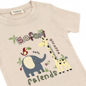 Бебешки комплект с дънкова шапка в бежово 5