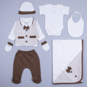 Комплект за изписване  7 части "Gentleman" в кафяво и бяло 9