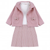 Комплект за момичета с панделки и розов пепит 2