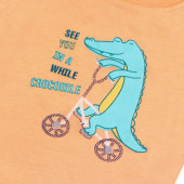 Детски комплет с шапка "Crocodile" в оранжево и тъмносиньо 5