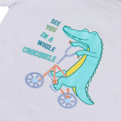 Бебешки комплет с шапка "Crocodile" в сиво и синьо 5