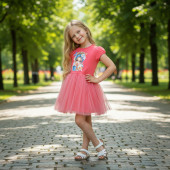 Лятна детска рокля "Model" в цвят диня 2
