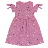 Лятна рокля с голи рамене в пепел от рози 2