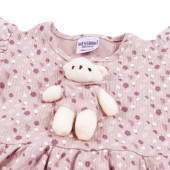 Лятна рокля с мече в опушено розово 3