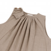 Лятна рокля в цвят пясъчен лен 5