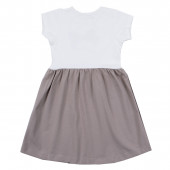 Лятна трикотажна рокля "Art girl" в бяло и бежово 2