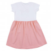 Лятна трикотажна рокля "Art girl" в бяло и праскова 2