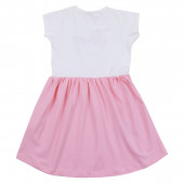 Лятна трикотажна рокля "Art girl" в бяло и розово 2