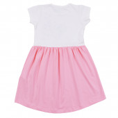 Лятна трикотажна рокля "Meow" в бяло и розово 2