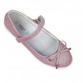 Официялни анатомични обувки за момичета от брокат в розово 2