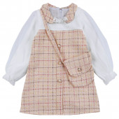 Официална рокля с ефирни ръкави в праскова 2