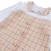 Официална рокля с ефирни ръкави в праскова 4