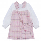 Официална рокля с ефирни ръкави в розово 2