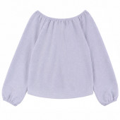 Официална леко скъсена блуза с ламе в сребристо 2