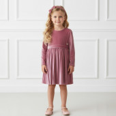 Детска рокля от кадифе с лента за глава 7