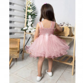 Детска официална рокля "Рени" в пастелно розово 3