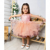 Детска официална рокля "Рени" в цвят праскова 2