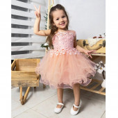 Детска официална рокля "Рени" в цвят праскова 2