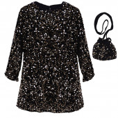 Официална детска рокля с пайети и чантичка 2