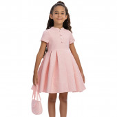 Официална детска рокля на точки с чанта 2