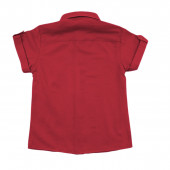 Памучна риза с къс ръкав в червено 2