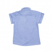 Памучна риза с къс ръкав в синьо 2
