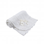 Бебешка пелена от плетиво с ажурен кант в екрю 100 x 95 см 3