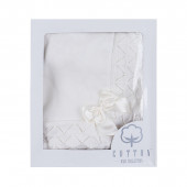 Бебешка пелена от плетиво с ажурен кант в екрю 100 x 95 см 2