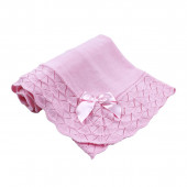 Бебешка пелена от плетиво с ажурен кант в розово 100 x 95 см 3