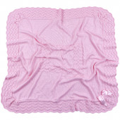 Бебешка пелена от плетиво с ажурен кант в розово 100 x 95 см 5
