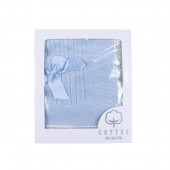 Бебешка пелена от плетиво с дантелен кант в синьо 110 х 110 см 2