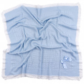 Бебешка пелена от плетиво с дантелен кант в синьо 110 х 110 см 5