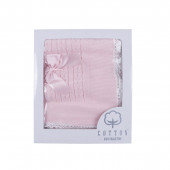 Бебешка пелена от плетиво с дантелен кант в розово 110 х 110 см 2
