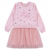 Детска плътна рокля "Be lovely" в розово 2