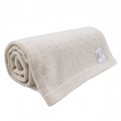 Плетена бебешка пелена от вълнена смес в бежово 80 х 80 6